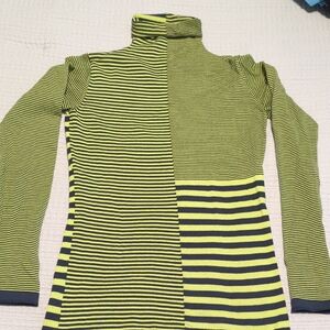 Title Nine Yellow and Black Striped Turtleneck